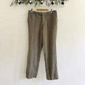 Mens Jack Victor 100% Wool Brown Checked Dress Pants Size 35